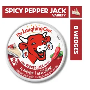 The Laughing Cow Creamy Spicy Pepper Jack Spreadable Cheese Wedges Snack, 8-Pack, 5.4 Oz