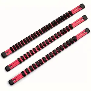 3-Piece Socket Organizer - 1/4", 3/8", and 1/2" Drive Socket Rails Hold 48 Sockets and Keep Your Tool Box Organized