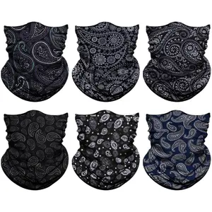 6 Pack Paisley Neck Gaiter – Seamless Bandana Face Cover Headwear for Men Women