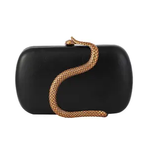 PSBIYUS PU Leather Evening Clutch Trendy Snake Pattern Decor Purse for Cocktail Party Prom Banquet
