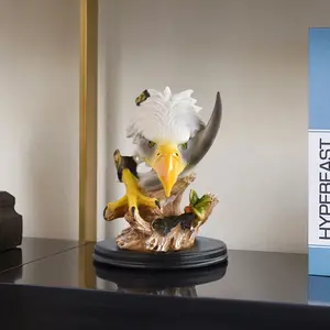 Eagle Half-Body Statue, Realistic American Style, Vintage Home Decor, Resin Wood Texture Details, Perfect Gift for Animal Lovers