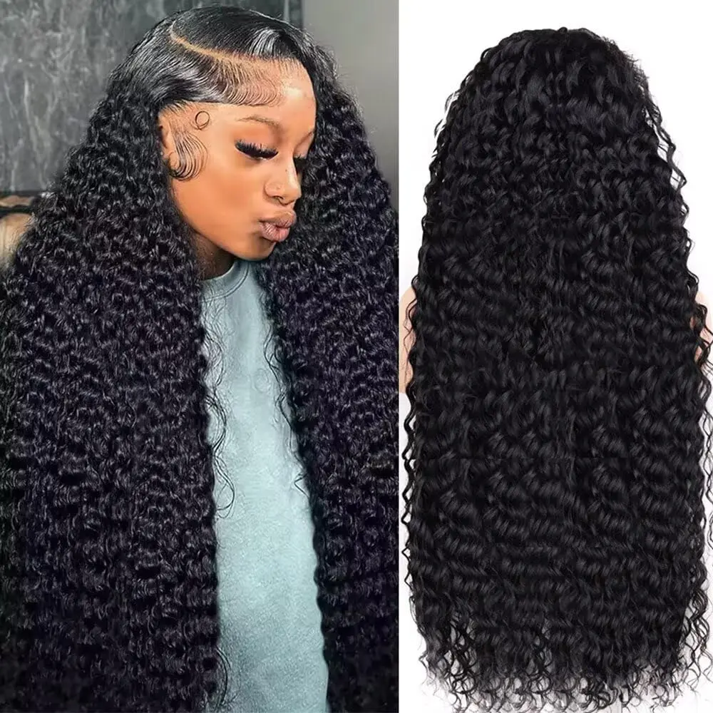 [30 inch only $99] Deep Wave HD Lace Front Wigs Human Hair 13x6 Pre Plucked Brazilian Hair for Women Natural Black