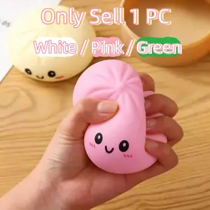 1 Count Giant Cute Dumpling Bun Squishy Stress Relief Toy Realistic Bun Shape Soft Squeeze Sensory Toy, with Steamer Box, Cute Anxiety Relief Fidget Toy Perfect for Adults Desk Play Relaxation Gift, White/Pink/Green available