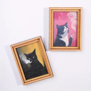 Cute Cat Refrigerator Magnet, and Cat Design with Decoration, Durable Bamboo Material, Perfect Home and Office Decor