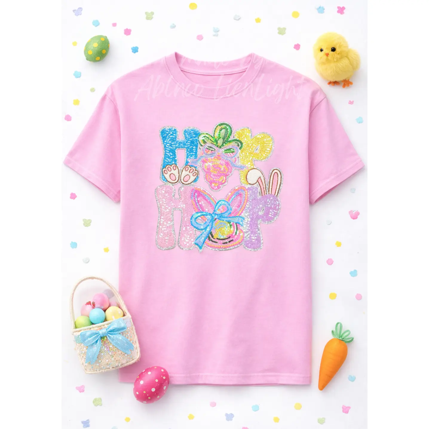 Hip Hop Easter Sequin Patch Tshirt