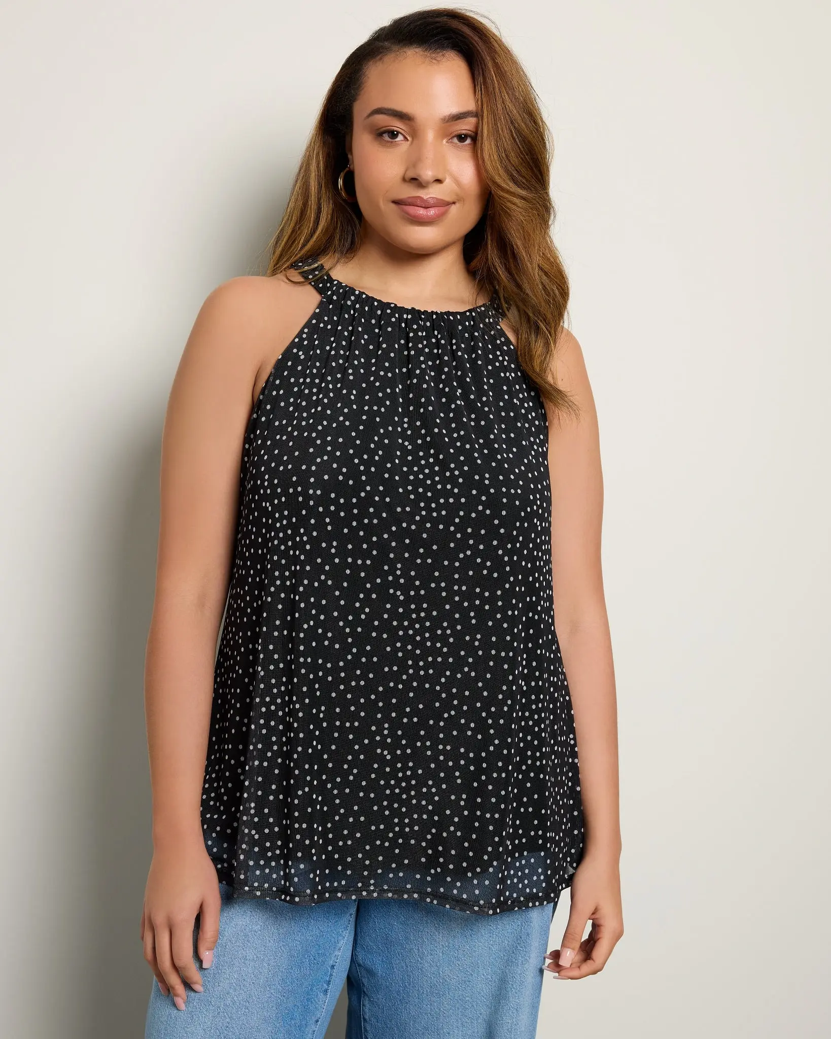 Plus Size Printed Halter Tank