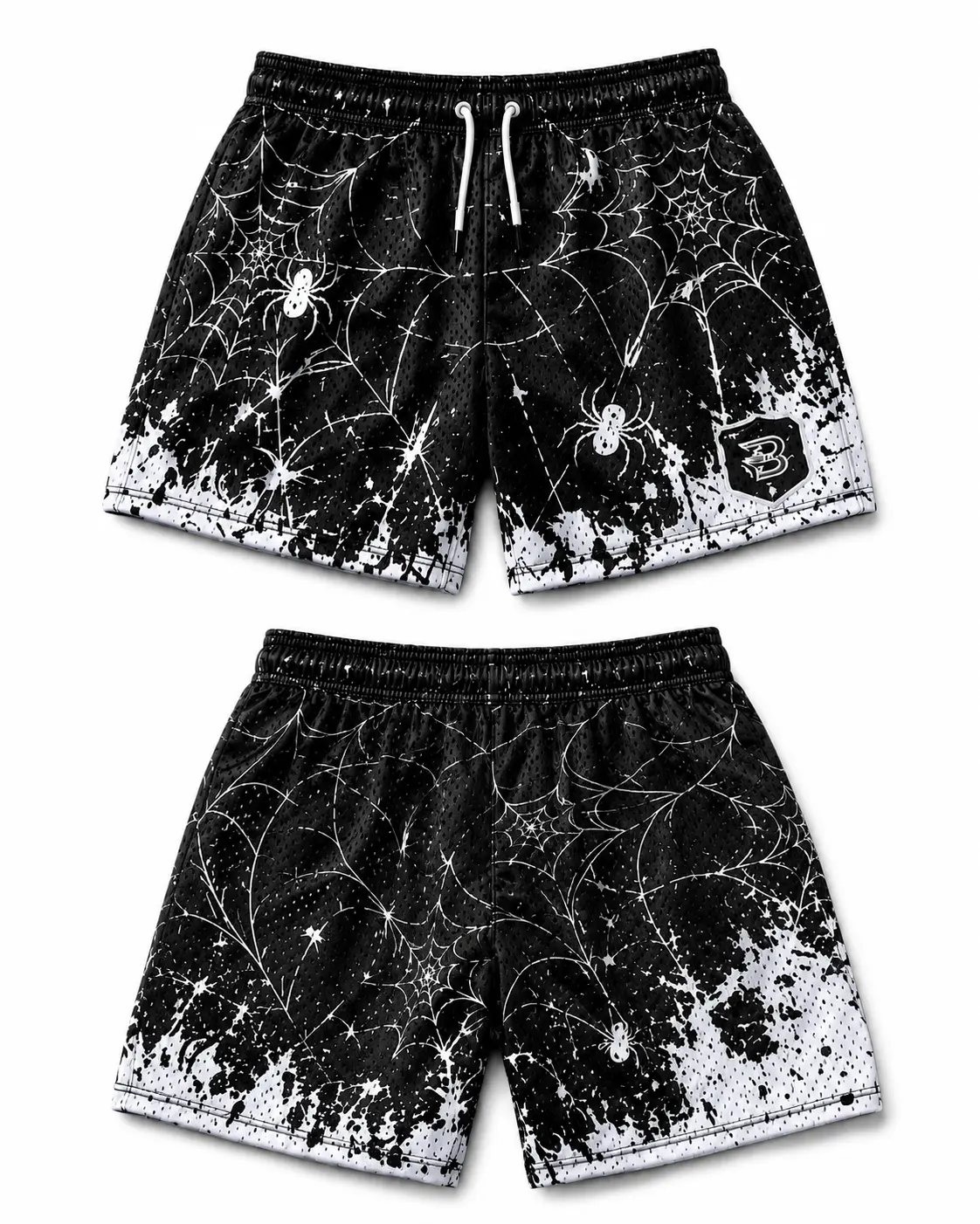 Men's Halloween Spider Web Graphic Athletic Shorts – Lightweight Quick Dry Casual Sports Shorts