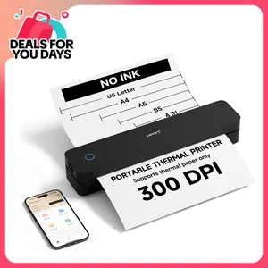 Portable Bluetooth Inkless Printer, Thermal Printer for Dorm, Small Apartment ,Study, Office & Travel,  No ink required, Compatible with iOS/Android/Laptops, Supporting 8.5"x11" US Letter Paper and A4 paper,summerwins, Father's Day Gift, Wireless