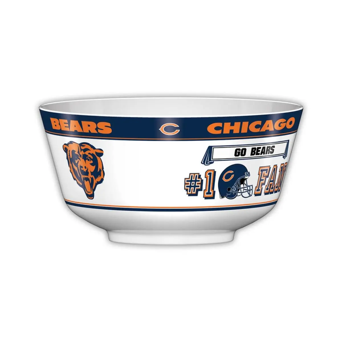 212 MAIN All Pro Party Bowl - 11.75 x 6 in Casual Melamine Plastic Kitchen Tableware Bowls, Bold Team Graphics, Chicago Bears Team-Themed Merch, Food-Approved for Watch Party & Home Entertaining, Print