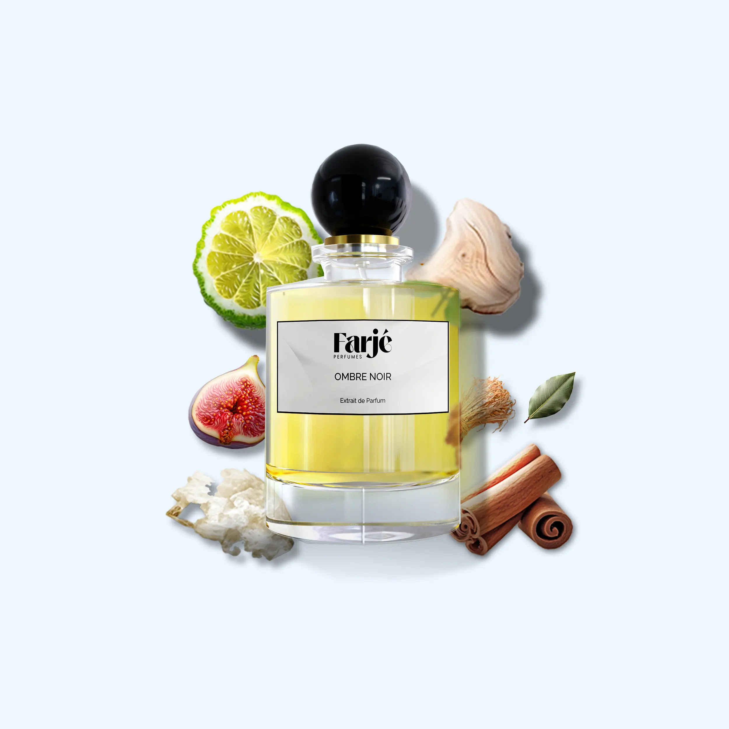 Ombre Noir by Farje Perfumes - Unisex Extrait de Parfum 30ml - Fig, Black Tea, Smoky, Woody, Aromatic - Artfully crafted with the finest niche-quality ingredients