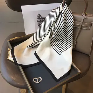 Women’s imitation silk scarf, women’s scarf, silk headscarf, striped style, square scarf, multifunctional neck scarf, hair accessory, girls’ accessories, women’s scarf