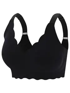 【Plus Size】 Solid Color Push Up Bra, Women's Removable Pad Bra, Soft Comfy Breathable Lingerie Underwear for Daily Wear