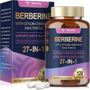 Totaria 27-in-1 Berberine Supplement with Ceylon Cinnamon, Milk Thistle for Immune, Better Figure, Liver & Gut Health, Vegan Supplements