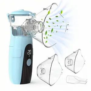 Blue Portable Nebulizer, Portable Mesh Nebulizer with Auto-Cleaning and Intuitive LED Interface, Handheld Nebulizer for Adults Kids, Rechargeable Handheld Humidifier at Home/Travel