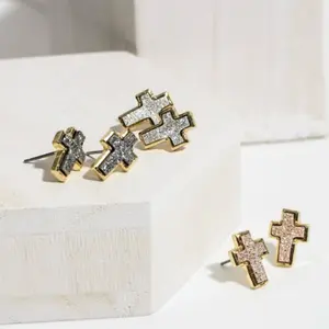 Gray  cross earrings