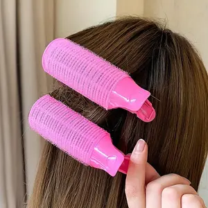 2pcs Round Solid Color Volumizing Hair Root Clip - Fluffy Air Bangs Styling Accessory with Cute Design for Womens Daily Use - Plastic Material, Hollow, DIY Hairdressing Tool