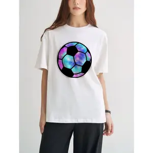 Casual Style Men's Women's T-Shirt Galaxy Soccer Ball Design Summer Wear Gift For Sports Fans