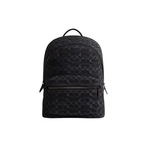 COACH Charter 30 Classic Monogram Denim Backpack for Men in Black