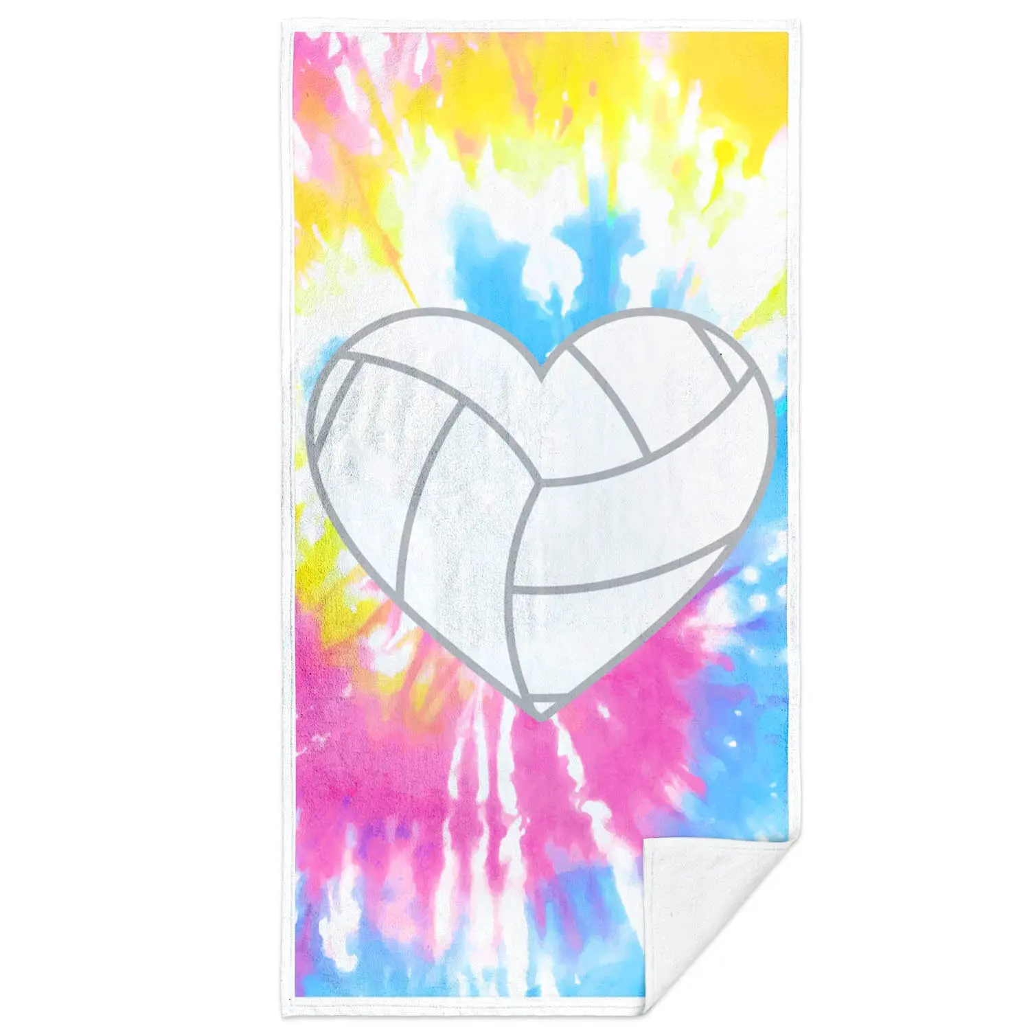 Thick Water-Absorbent Volleyball Heart Premium Beach Towel, Absorbent Towel