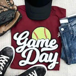 Softball White Game Day Chenille Patch