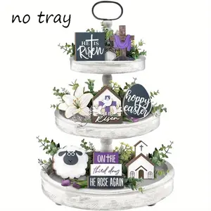 Easter Decorations, 8 Counts/set Wooden Easter Themed Centerpiece Decoration, Happy Easter Decorations for Home Office Party, Ornaments