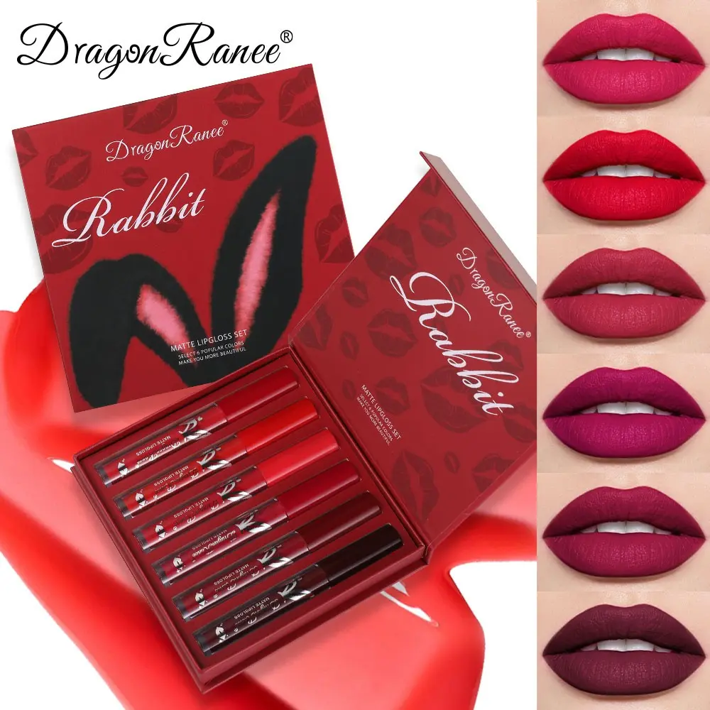 Matte Finish 6-Piece Lip Gloss Set, Non-Sticky Cup-Lipstick, Lipstick Lipgloss, Ideal for Daily Use, Dates, Parties, Holiday Gifts, Birthday Celebrations, Lip Products Makeup, Matte Lip Glaze