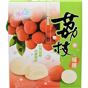 Yuki & Love Small Mochi Lychee Flavor (10.5 oz) Value Size Taiwanese Sweet Fruity Rice-based Snack & Dessert