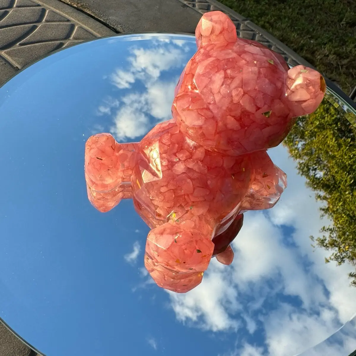 Natural Crystal Lazy Bear Resin