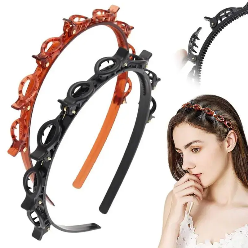 Styling Hair Clip Decor Headbands Bangs , Gifts for Girlfriend, Novelty Multifunction Hair Hoop with Clips, Fashionable Ponytails Hairstyle Accessories for Women, Minimalist Headwear, Trendy Hair Hoop, Knotted Headband Set
