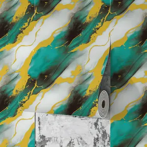 15.75 * 118.11 inch/23.62*118.11 inch Marble Effect Self-Adhesive Wall Tiles for Kitchenand Bathroom, Waterproof Thickened AluminumPlastic Panels, Easy Home Installation