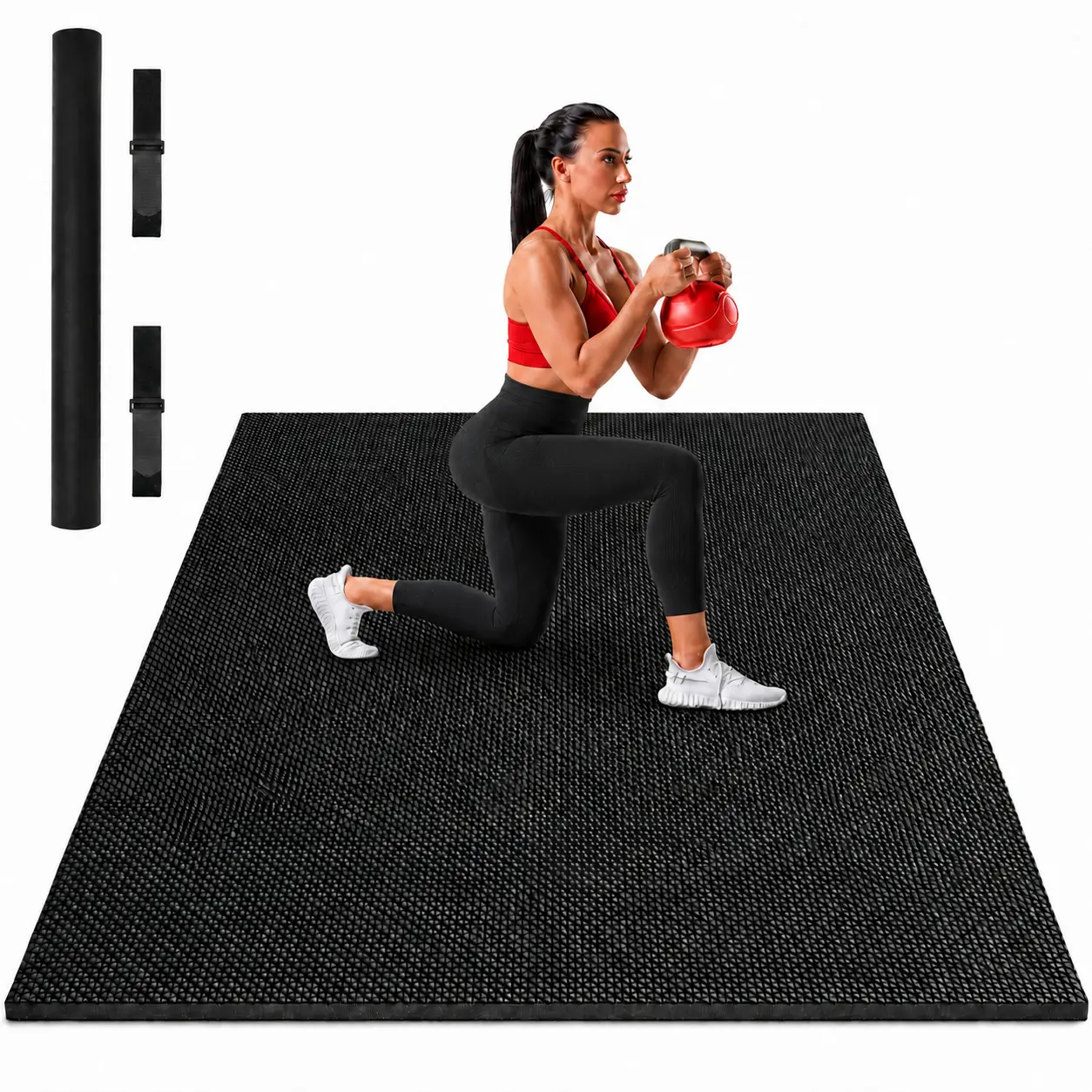 Extra Large 6mm High-Density Exercise Mat (6'x4'/7'x5'/8'x5'/9'x5'/10'x5') - Non-Slip, Ultra Durable, Shoes-Friendly for Home Gym, MMA, Dumbbell Workouts,dumbell workouts
