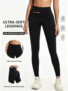 1pc High Waist Lifting Yoga Pants, Breathable Nude Color Outdoor Trousers, Fitness Running Training Leggings Sports