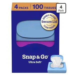 Snap & Go Ultra Soft Facial Tissues, 4 or 9 On-the-Go Packs, 25 Tissues per Pack, 3-Ply, Packaging May Vary Napkin