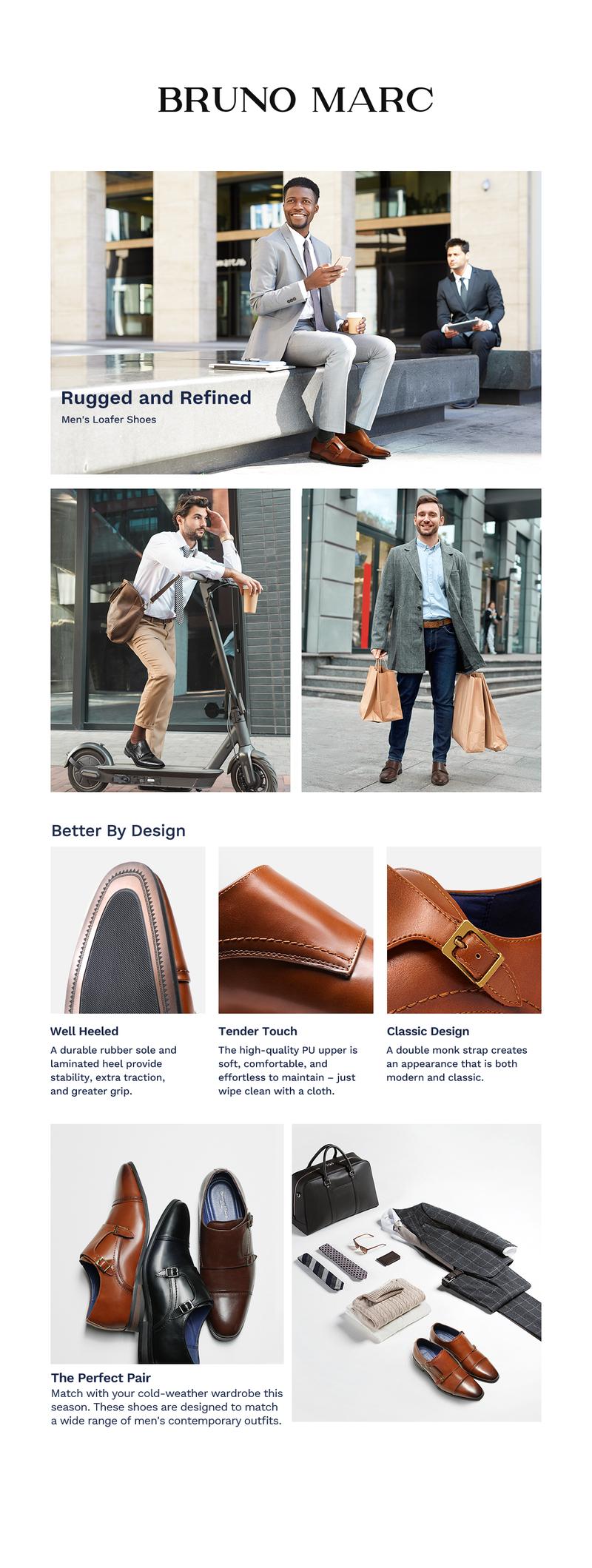 Bruno Marc [HUTCHINGSON_2] Men's Sleek Modern Monk Strap Oxfords Walking Shoes Footwear men's shoes