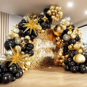Black and Gold Balloon Arch Kit 117 PCS, Gold and Black Party Decorations, 2026 Graduation Decorations, and Gold Confetti Balloons, Party Decor Set for Graduation, Birthday, Prom, New Year, Wedding