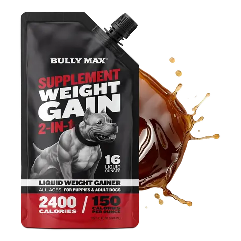 Bully Max 2-in-1 Weight Gainer Liquid Dog Supplement, 16 oz (473 ml) High-Calorie All-Natural Multivitamin - Easy to Use Vanilla Flavor, Boosts Energy & Exercise Recovery, Enhances Vitality & Strength