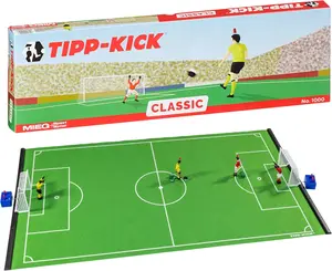 TIPP-KICK Classic Soccer Tabletop Game Set – Compact Felt Field, 2 Metal Kickers, 2 Diving Goalkeepers, Goals and Balls – Portable Family Toy for Kids and Adults, Authentic German Football Action