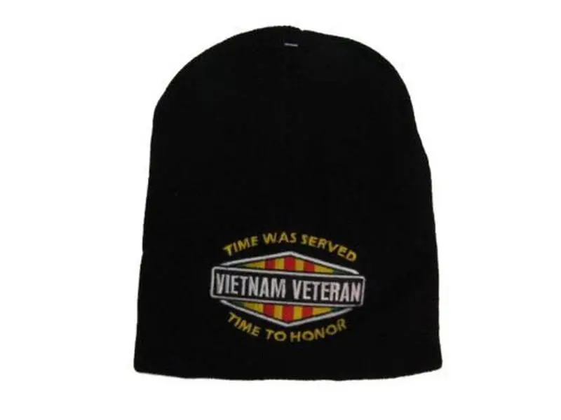 CrazyCoolBuys 8" Black Vietnam Veteran Time Served Honor Winter Beanie Skull Cap Hat
