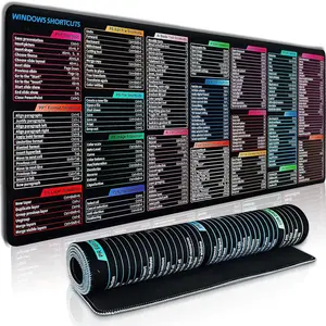 Windows PPT/PS/CDR/AI/PR/Word/Excel Shortcuts Sheet  Pad, Large Gaming  Pad for Desk, 31.5"x11.8" Computer Desk Mat,  Anti Slip Keyboard Pad with Shortcuts, Office Desk Accessories