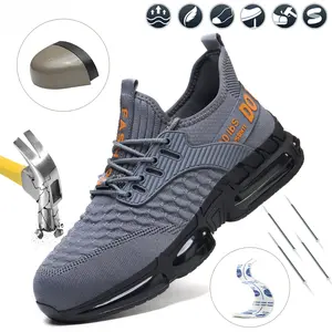 Men’s steel-toe sports shoes, men’s steel-toe shoes, work shoes, lightweight and breathable safety sports shoes with a steel toe design—durable and sturdy, suitable for outdoor activities and outdoor work. Steel toe shoes men, zapatos para trabajo Footwea
