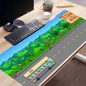 Stardew Valley Scenic Large Gaming Mouse Pad, 1 Count Non-slip Rubber Base Stitched Edge Desk Pad for Desk Laptop Desktop, Universal Office Desk Accessories, Fun Desk Accessories, Gaming Desk Accessory, Office Supplies