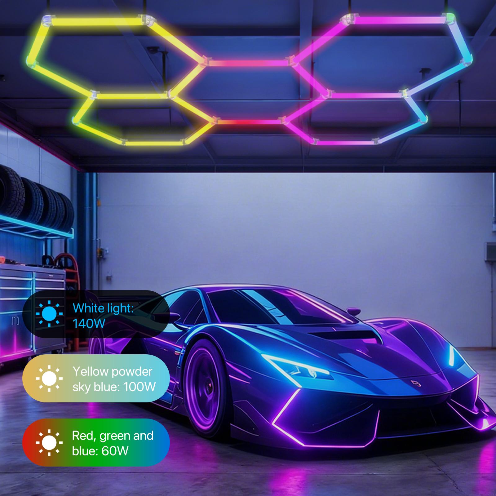 HYPERLITE RGB Hexagonal Honeycomb Light, Modular Garage Light System, Smart LED Hexagon Garage Lights for Ceiling or Wall, DIY Color Lighting Panels Music Sync, Remote Control, Decorative Honeycomb Light Garage, Gaming Room, Party memorialday HYPERLITE RGB Hexagonal Honeycomb Light, Modular Garage Light System, Smart LED Hexagon Garage Lights for Ceiling or Wall, DIY Color Lighting Panels Music Sync, Remote Control, Decorative Honeycomb Light Garage, Gaming Room, Party memorialday