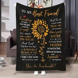 Sunflower Friendship Blanket – Soft Flannel Throw for Couch, Bed, Travel, Friendship Gift