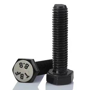 M12-1.75 x 100mm 4Pcs Hex Bolts, Hexagon Head Screw, 8.8 Grade Alloy Steel, Black Oxide Finish, Metric Full Machine Thread