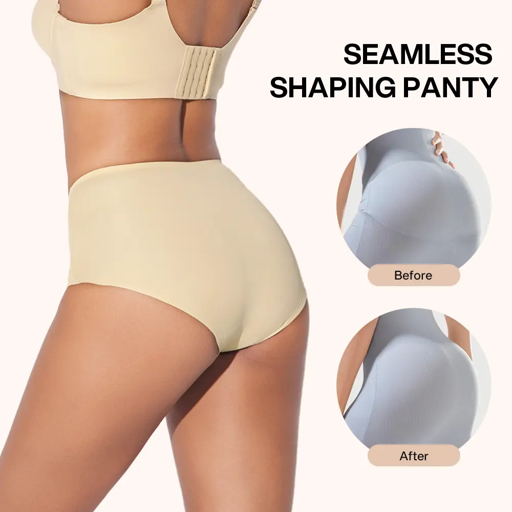 LILYLOVE Women's Classic Panties 7-Pack Seamless High-Waisted Tummy Control Underwear X-Cross Butt Lifting Full-Coverage No-Show Briefs Soft Stretch for Everyday Wear Size S-3XL