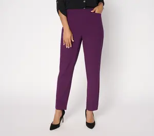 Susan Graver Petite Bi-Stretch Pull-On Slim Leg Ankle Pants