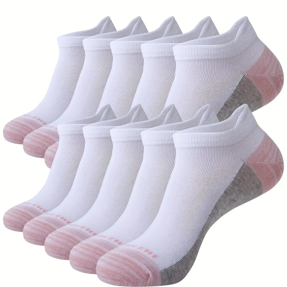 Women's 10 Pairs Plain Breathable Cotton Ankle Socks - Hybrid Flat Bottom, Anti-Wear Low Top, Soft Comfy All-Season Breathable Fabric Sporty Socks, Breathable Fabric Socks