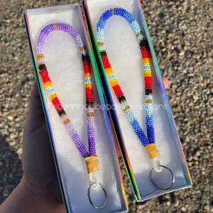 Savannah Bead Creations Beaded Keychain - Colorful Beads in Purple and Blue Options with Key Ring Attachment