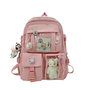 2026 New School Backpack Large Capacity Korean Style Student Bear Backpack Harajuku Simple Trendy Girls Bookbag