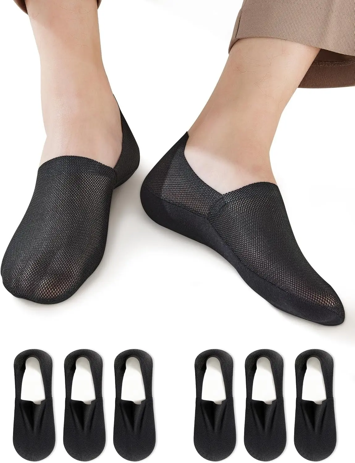 Ultra Thin No Show Socks Men - 6Pairs Breathable Mesh Ankle Socks, Anti-Slip & Invisible for Running & Office